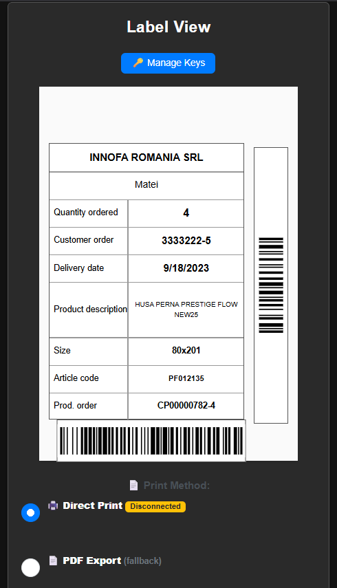 Previzualizare etichetă