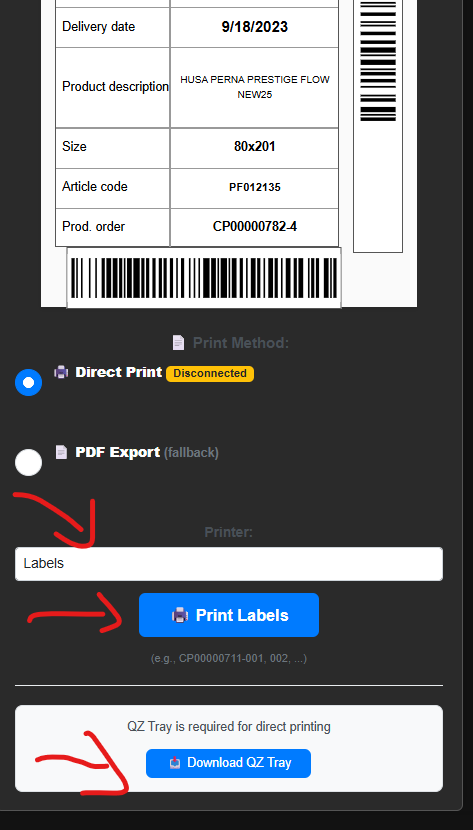 Previzualizare etichetă